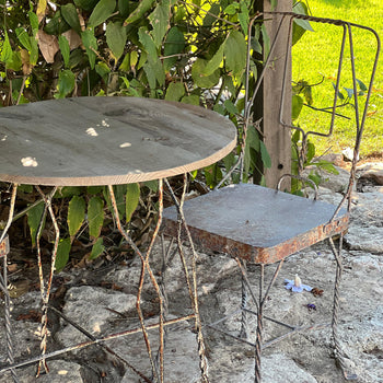 כיסא ברזל מלופף מלבני- צבע פחם