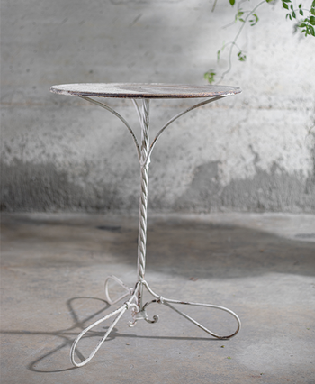 שולחן ברזל עגול לבן קטן