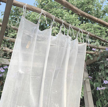 וילון כותנה וואל עם סרטים דקיקים