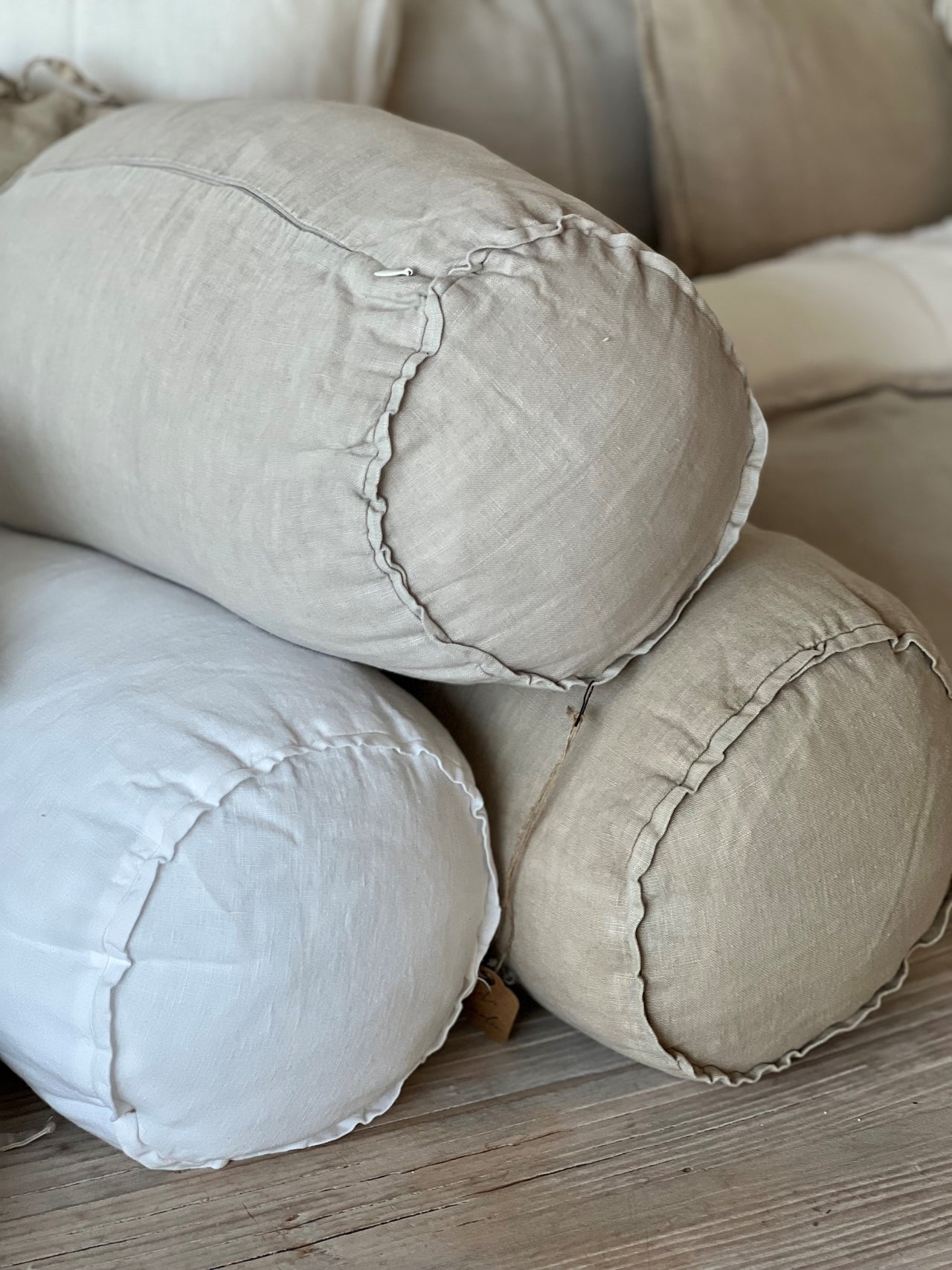 כריות גליל  אליפטית 100% פשתן