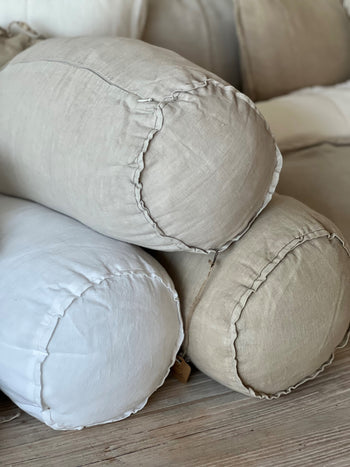 כריות גליל  אליפטית 100% פשתן