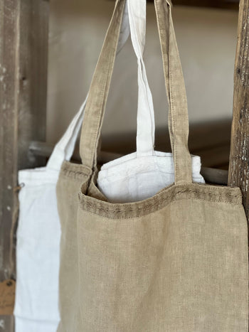 תיק פשתן פס רקמה