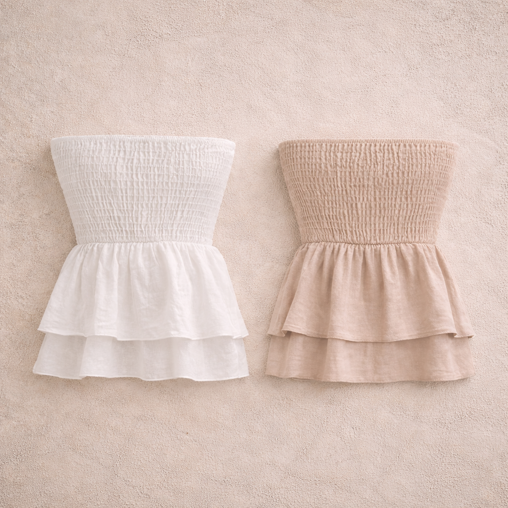 חולצת סטרפלס כיווצים