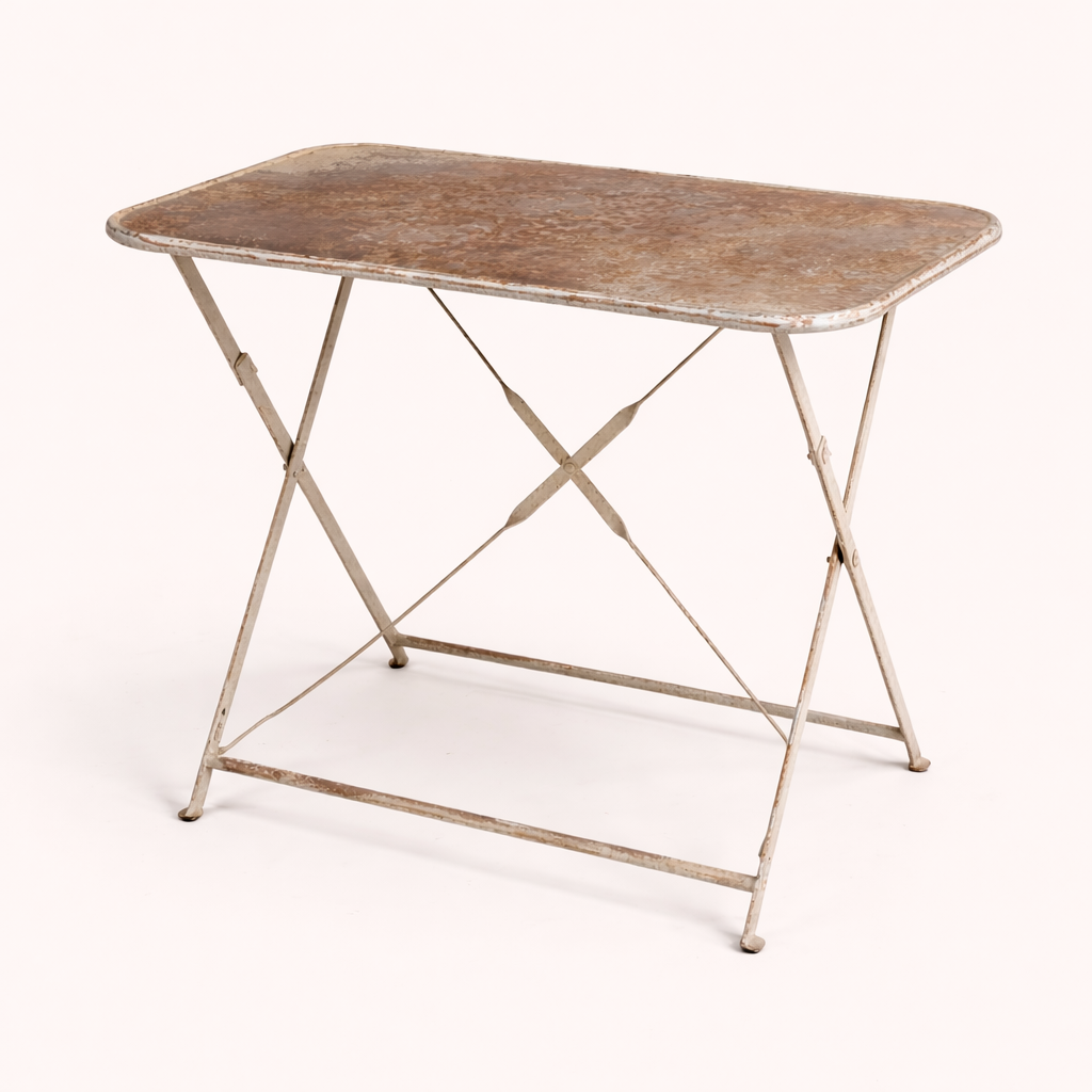 שולחן ברזל לבן מתקפל