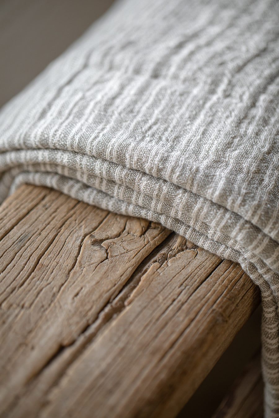 שמיכה פשתן מעורב פסים