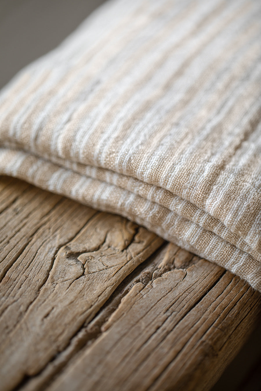 שמיכה פשתן מעורב פסים