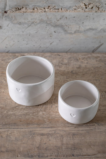 זוג קערית סופלה לב