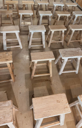 שרפרף עץ מלבן