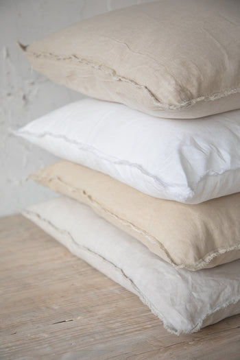 כרית פשתן קצוות פרומים