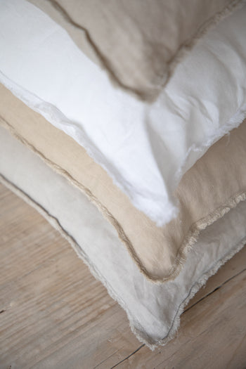 כרית פשתן קצוות פרומים