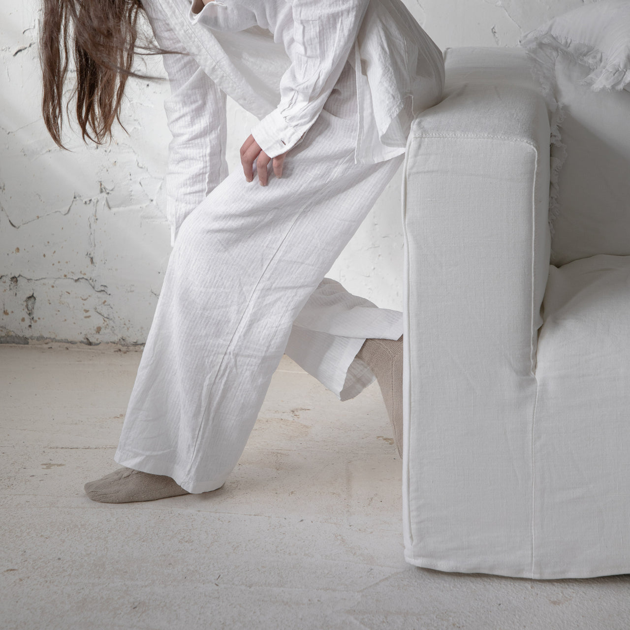 מכנסי פשתן פסים