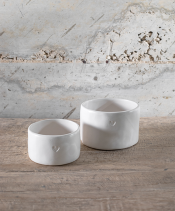 זוג קערית סופלה לב