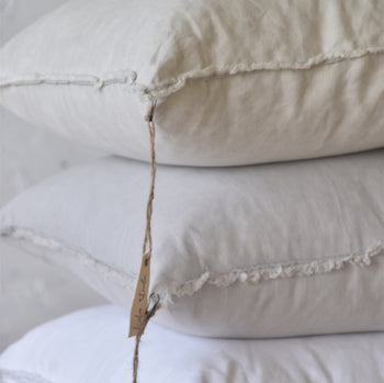 45x45 כרית פשתן  חלקה עם קצוות פרומים