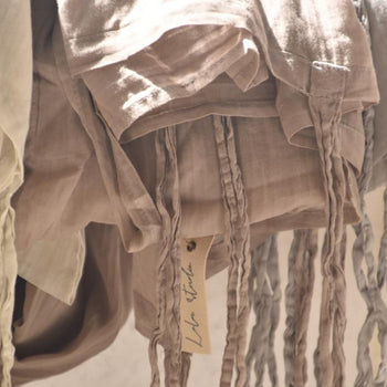 100% וילון כותנה עם סרטי קשירה דקיקים