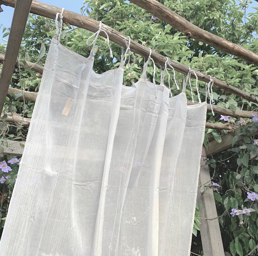 100% וילון כותנה עם סרטי קשירה דקיקים