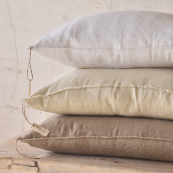 50X70 כרית פשתן עם תיפורים בקצוות